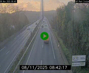 Webcam sur la N165 après le Pont de l'Iroise, à l'entrée de Brest
