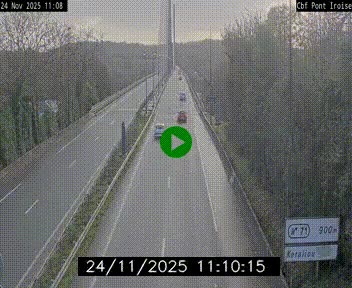 Webcam sur la N165 après le Pont de l'Iroise, à l'entrée de Brest