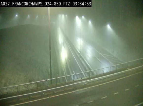 Webcam E42 (A27) dans les Ardennes à Francorchamps, à proximité du circuit de Spa. Vue orientée vers Liège
