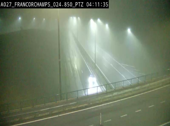 Webcam E42 (A27) dans les Ardennes à Francorchamps, à proximité du circuit de Spa. Vue orientée vers Liège