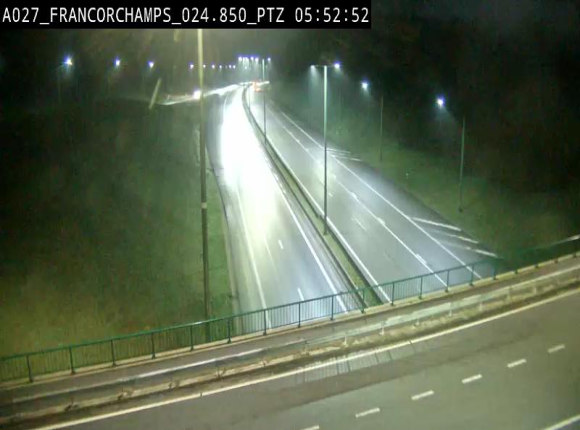 Webcam E42 (A27) dans les Ardennes à Francorchamps, à proximité du circuit de Spa. Vue orientée vers Liège