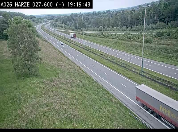 <h2>Webcam E25/A26 à Aywalle, à hauteur de la sortie Harzé. Vue orientée vers liège</h2>