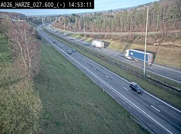 Webcam E25/A26 à Aywalle, à hauteur de la sortie Harzé. Vue orientée vers liège