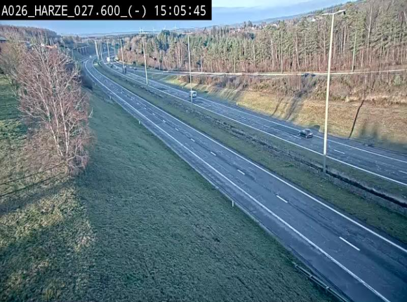 Webcam E25/A26 à Aywalle, à hauteur de la sortie Harzé. Vue orientée vers liège