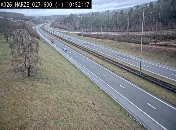<h2>Webcam E25/A26 à Aywalle, à hauteur de la sortie Harzé. Vue orientée vers liège</h2>