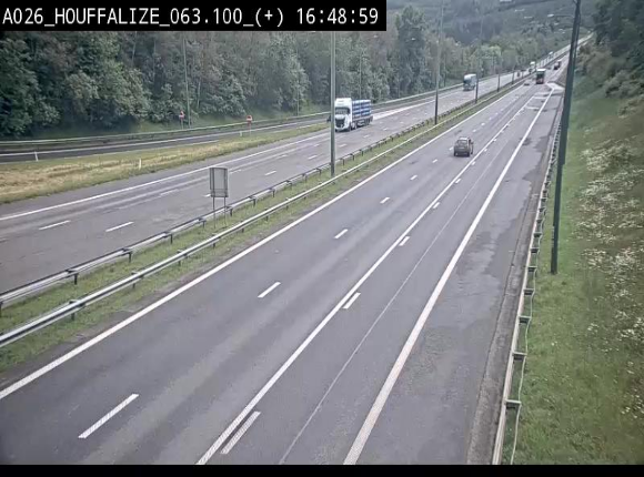 Webcam autoroute des Ardennes (E25/A26) à hauteur d'Houffalize. Vue orientée vers Baraque de Fraiture