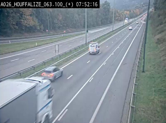<h2>Webcam autoroute des Ardennes (E25/A26) à hauteur d'Houffalize. Vue orientée vers Baraque de Fraiture</h2>