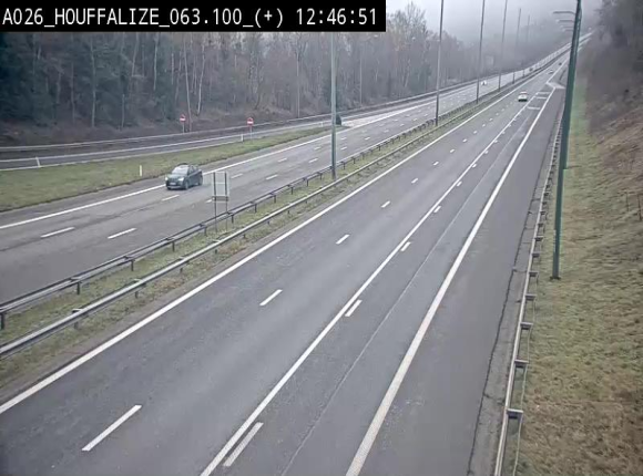 Webcam autoroute des Ardennes (E25/A26) à hauteur d'Houffalize. Vue orientée vers Baraque de Fraiture