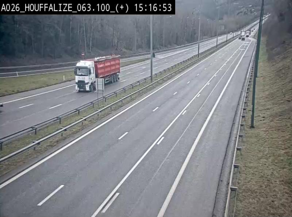 <h2>Webcam autoroute des Ardennes (E25/A26) à hauteur d'Houffalize. Vue orientée vers Baraque de Fraiture</h2>