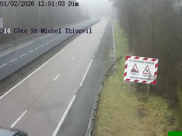 Webcam sur la D14, dans la côte Saint-Michel. Vue orientée vers Thionville