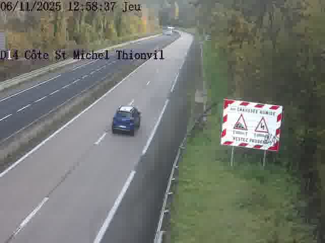 <h2>Webcam sur la D14, dans la côte Saint-Michel. Vue orientée vers Thionville</h2>