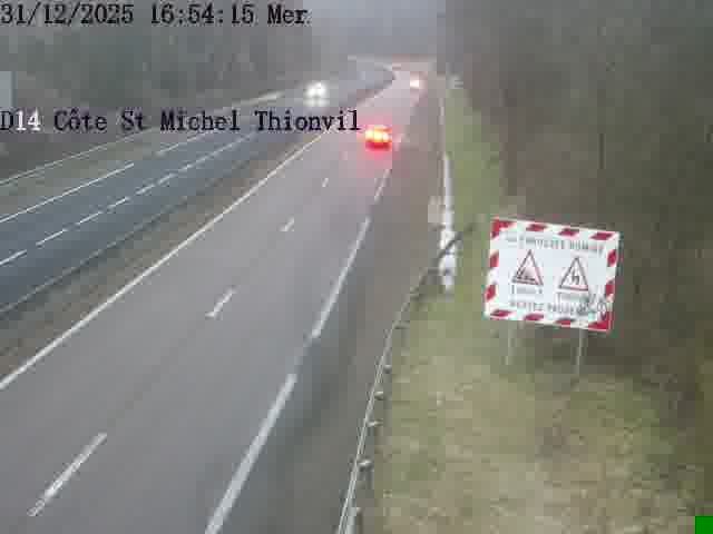 Webcam sur la D14, dans la côte Saint-Michel. Vue orientée vers Thionville