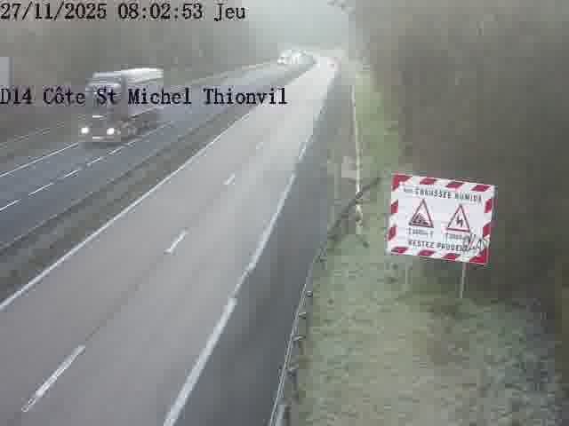 <h2>Webcam sur la D14, dans la côte Saint-Michel. Vue orientée vers Thionville</h2>