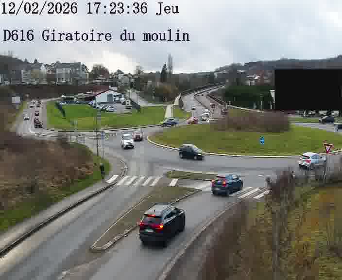 Webcams sur la D616, sur le contournement d'Audun-le-Tiche. Vue orientée vers le rond-point du Moulin, en provenance du Luxembourg