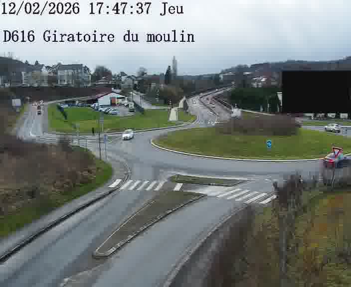 Webcams sur la D616, sur le contournement d'Audun-le-Tiche. Vue orientée vers le rond-point du Moulin, en provenance du Luxembourg
