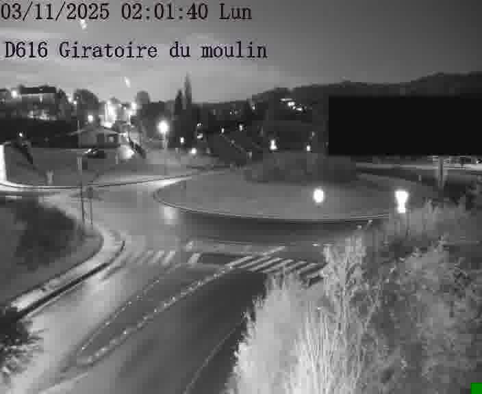Webcams sur la D616, sur le contournement d'Audun-le-Tiche. Vue orientée vers le rond-point du Moulin, en provenance du Luxembourg