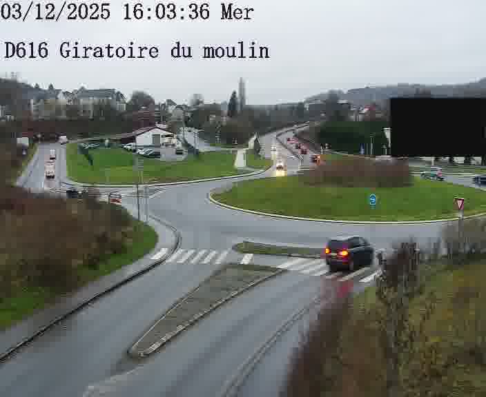 <h2>Webcams sur la D616, sur le contournement d'Audun-le-Tiche. Vue orientée vers le rond-point du Moulin, en provenance du Luxembourg</h2>