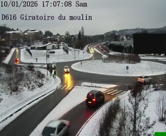 Webcams sur la D616, sur le contournement d'Audun-le-Tiche. Vue orientée vers le rond-point du Moulin, en provenance du Luxembourg