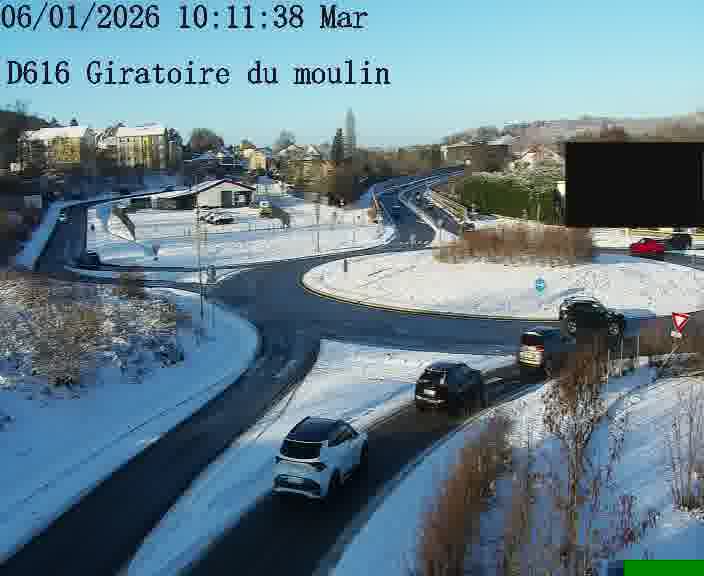 Webcams sur la D616, sur le contournement d'Audun-le-Tiche. Vue orientée vers le rond-point du Moulin, en provenance du Luxembourg