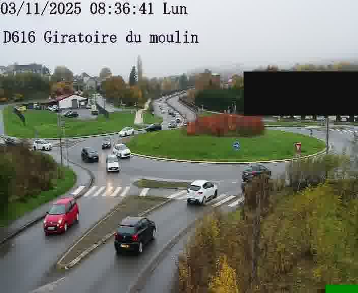 Webcams sur la D616, sur le contournement d'Audun-le-Tiche. Vue orientée vers le rond-point du Moulin, en provenance du Luxembourg