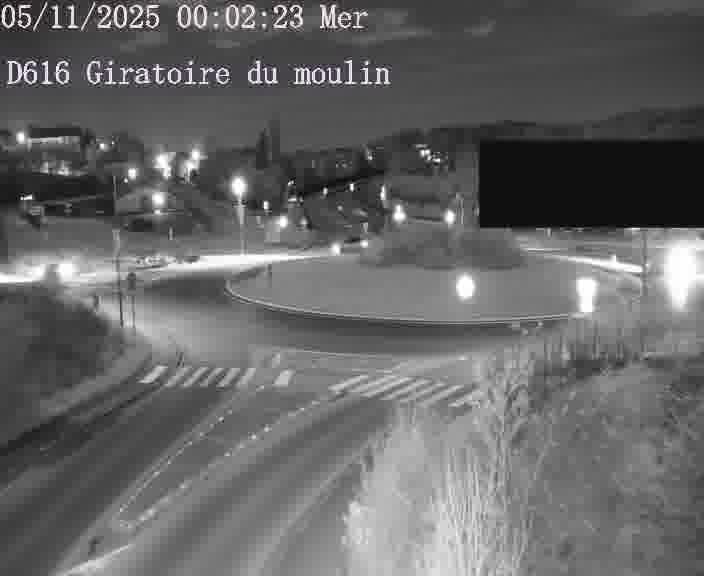 Webcams sur la D616, sur le contournement d'Audun-le-Tiche. Vue orientée vers le rond-point du Moulin, en provenance du Luxembourg