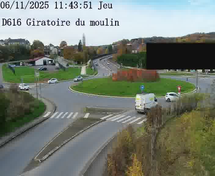 Webcams sur la D616, sur le contournement d'Audun-le-Tiche. Vue orientée vers le rond-point du Moulin, en provenance du Luxembourg