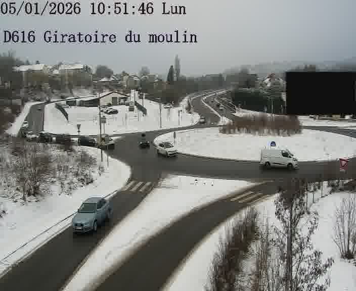 Webcams sur la D616, sur le contournement d'Audun-le-Tiche. Vue orientée vers le rond-point du Moulin, en provenance du Luxembourg
