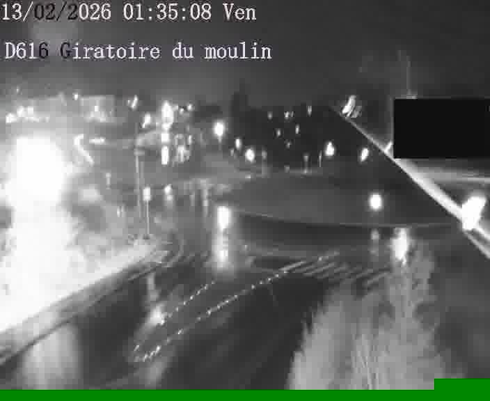 Webcams sur la D616, sur le contournement d'Audun-le-Tiche. Vue orientée vers le rond-point du Moulin, en provenance du Luxembourg