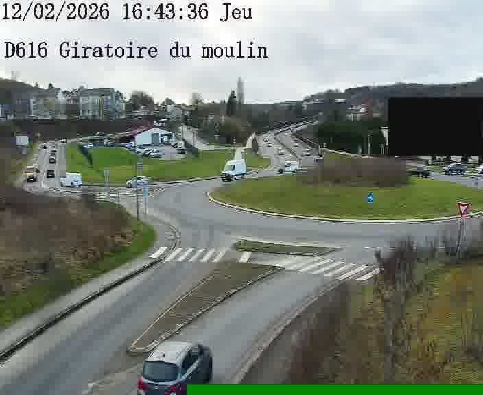Webcams sur la D616, sur le contournement d'Audun-le-Tiche. Vue orientée vers le rond-point du Moulin, en provenance du Luxembourg