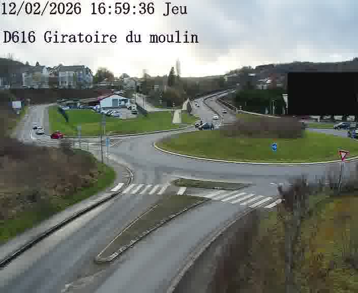 Webcams sur la D616, sur le contournement d'Audun-le-Tiche. Vue orientée vers le rond-point du Moulin, en provenance du Luxembourg