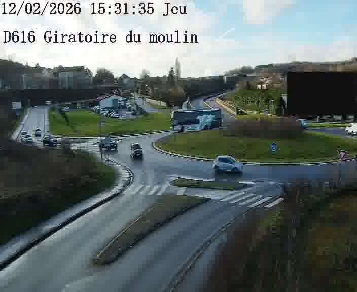 Webcams sur la D616, sur le contournement d'Audun-le-Tiche. Vue orientée vers le rond-point du Moulin, en provenance du Luxembourg