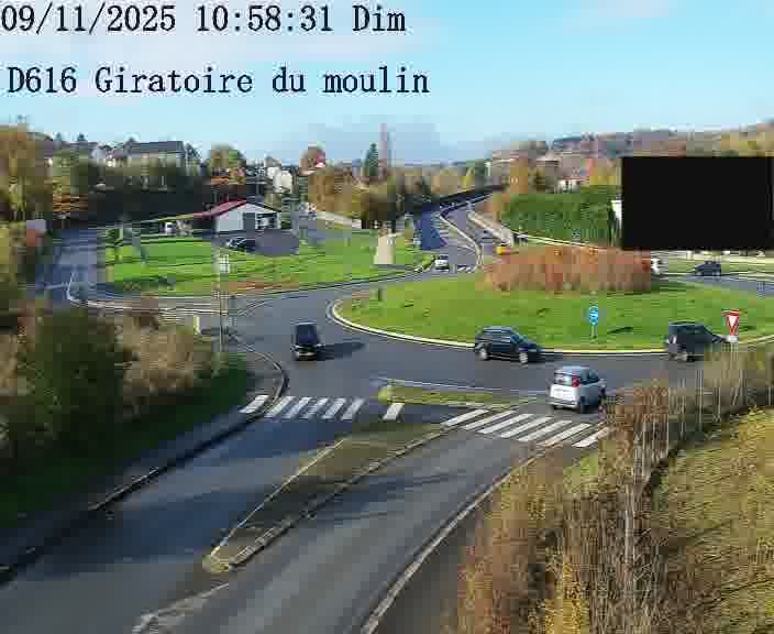 Webcams sur la D616, sur le contournement d'Audun-le-Tiche. Vue orientée vers le rond-point du Moulin, en provenance du Luxembourg
