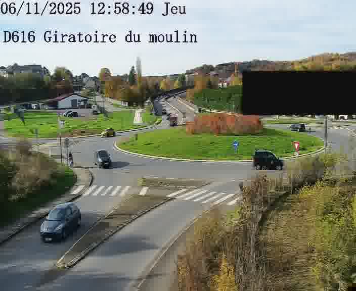 Webcams sur la D616, sur le contournement d'Audun-le-Tiche. Vue orientée vers le rond-point du Moulin, en provenance du Luxembourg