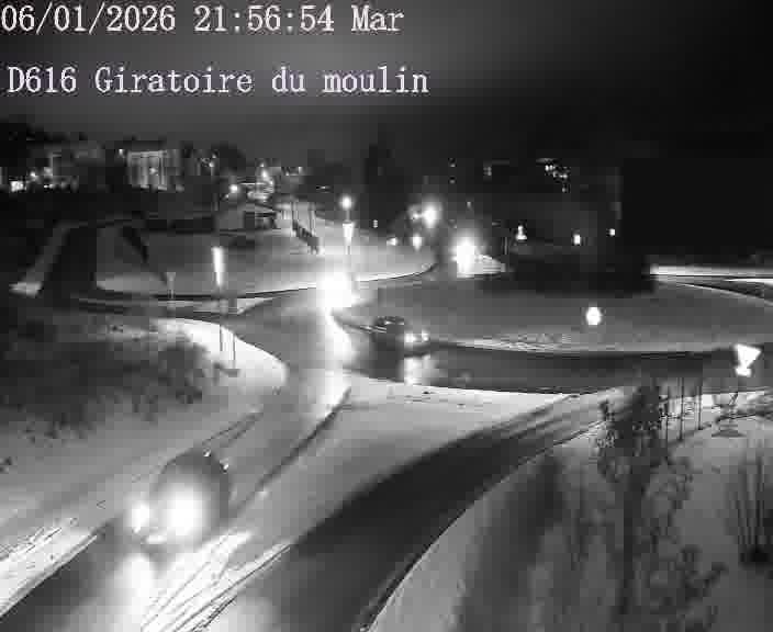 Webcams sur la D616, sur le contournement d'Audun-le-Tiche. Vue orientée vers le rond-point du Moulin, en provenance du Luxembourg