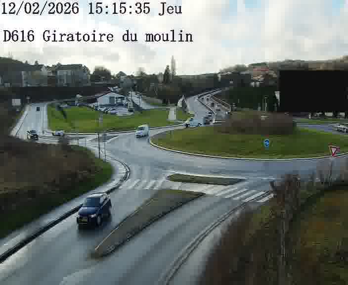 Webcams sur la D616, sur le contournement d'Audun-le-Tiche. Vue orientée vers le rond-point du Moulin, en provenance du Luxembourg