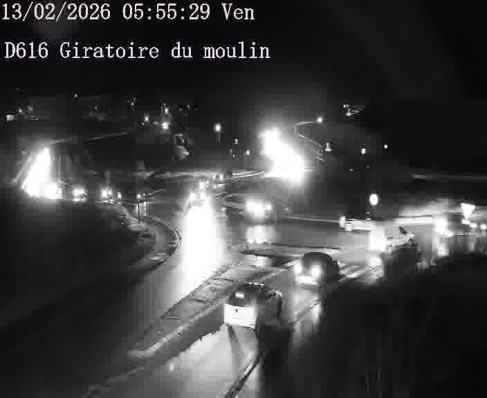 Webcams sur la D616, sur le contournement d'Audun-le-Tiche. Vue orientée vers le rond-point du Moulin, en provenance du Luxembourg