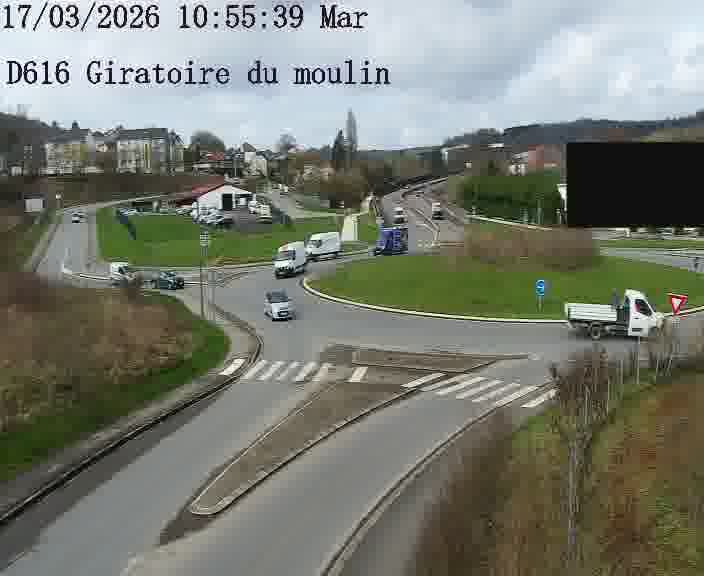Webcams sur la D616, sur le contournement d'Audun-le-Tiche. Vue orientée vers le rond-point du Moulin, en provenance du Luxembourg