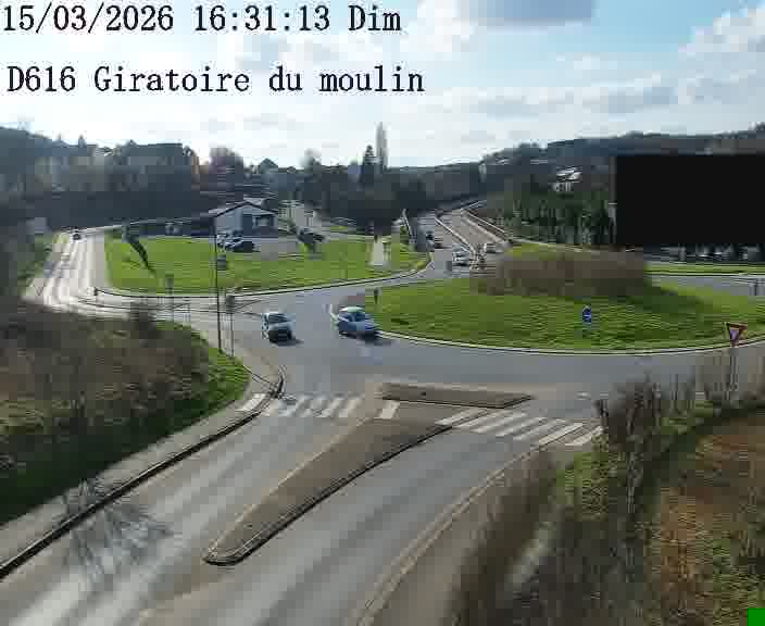 Webcams sur la D616, sur le contournement d'Audun-le-Tiche. Vue orientée vers le rond-point du Moulin, en provenance du Luxembourg