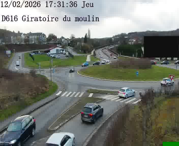Webcams sur la D616, sur le contournement d'Audun-le-Tiche. Vue orientée vers le rond-point du Moulin, en provenance du Luxembourg