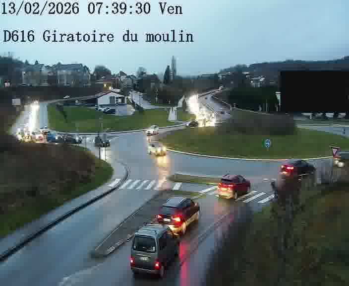 Webcams sur la D616, sur le contournement d'Audun-le-Tiche. Vue orientée vers le rond-point du Moulin, en provenance du Luxembourg
