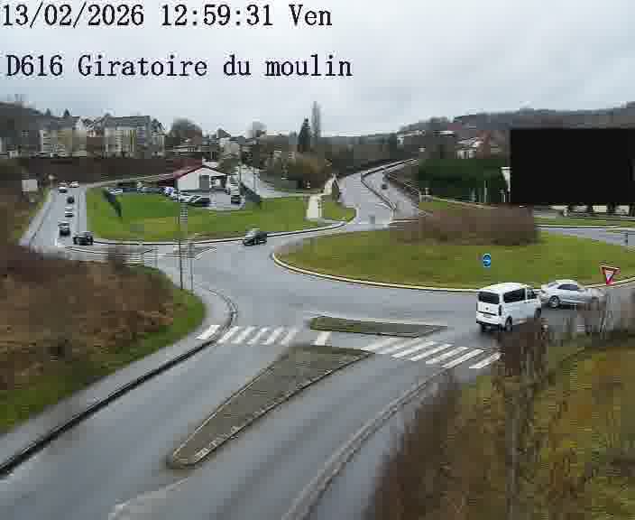 Webcams sur la D616, sur le contournement d'Audun-le-Tiche. Vue orientée vers le rond-point du Moulin, en provenance du Luxembourg