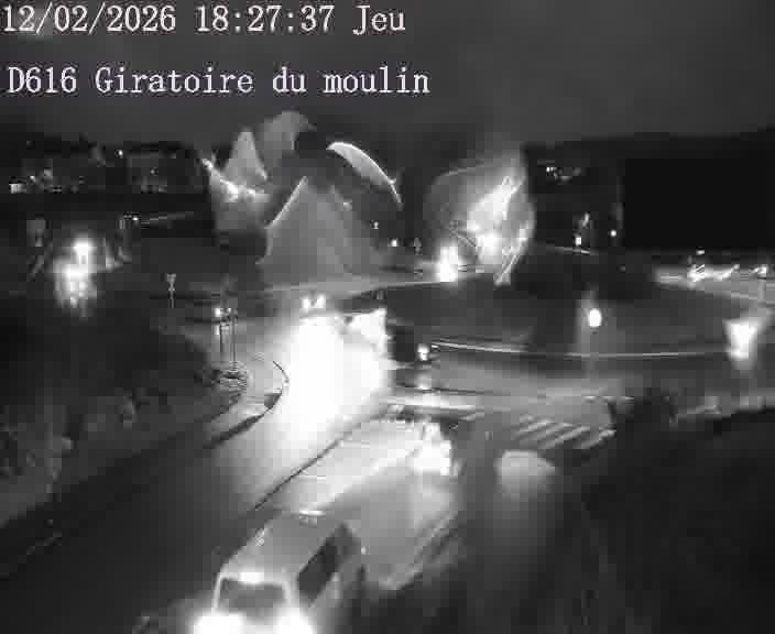 Webcams sur la D616, sur le contournement d'Audun-le-Tiche. Vue orientée vers le rond-point du Moulin, en provenance du Luxembourg