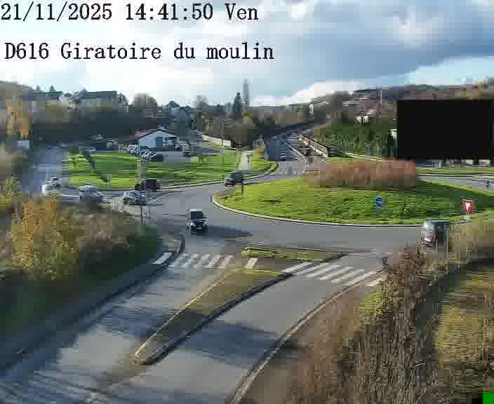 <h2>Webcams sur la D616, sur le contournement d'Audun-le-Tiche. Vue orientée vers le rond-point du Moulin, en provenance du Luxembourg</h2>
