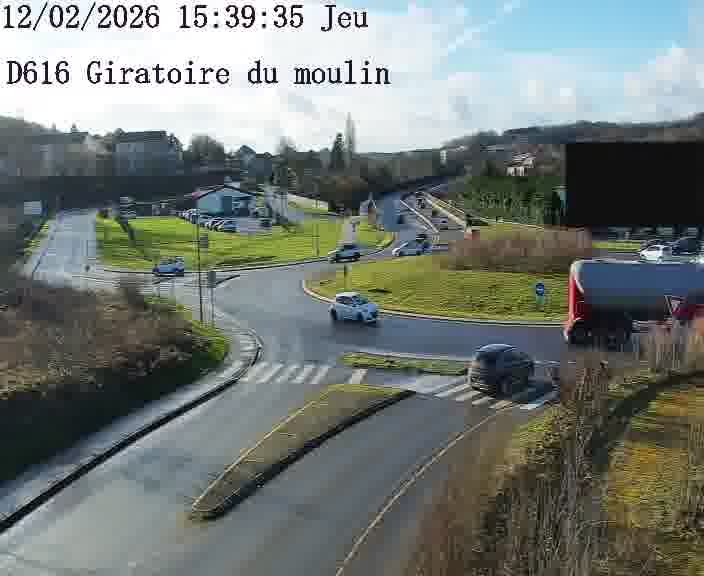 <h2>Webcams sur la D616, sur le contournement d'Audun-le-Tiche. Vue orientée vers le rond-point du Moulin, en provenance du Luxembourg</h2>