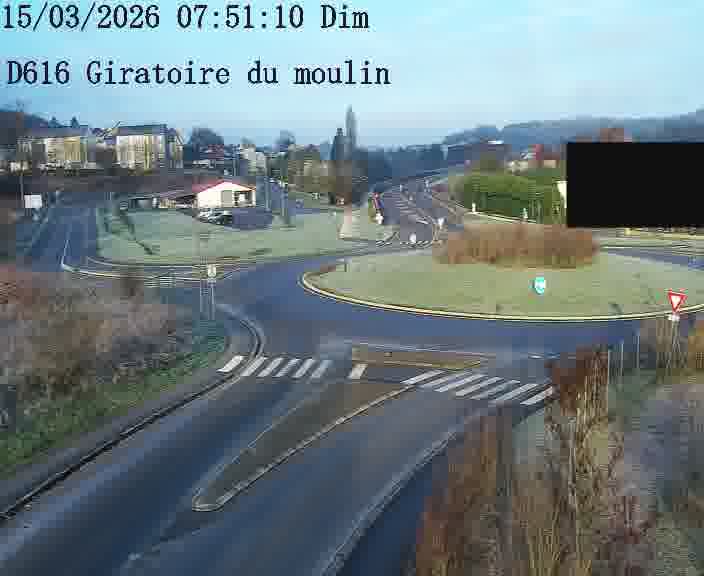 Webcams sur la D616, sur le contournement d'Audun-le-Tiche. Vue orientée vers le rond-point du Moulin, en provenance du Luxembourg