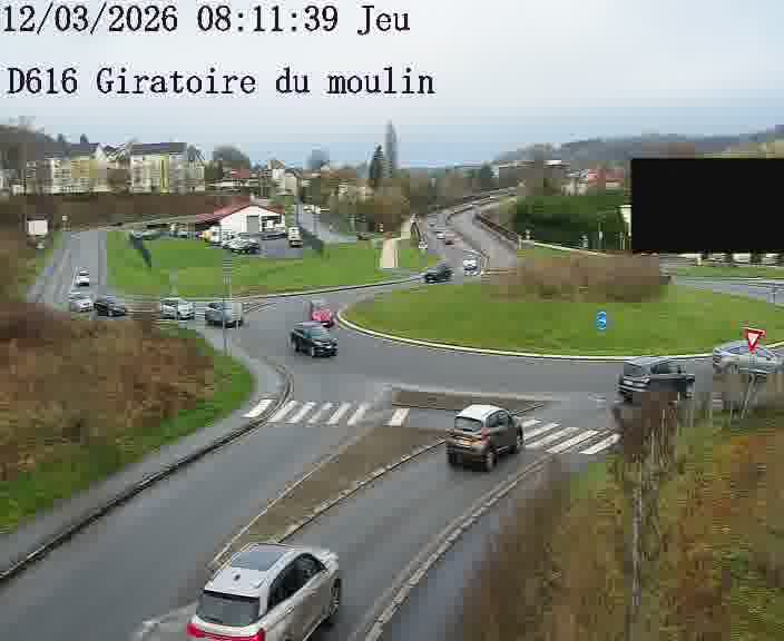 Webcams sur la D616, sur le contournement d'Audun-le-Tiche. Vue orientée vers le rond-point du Moulin, en provenance du Luxembourg