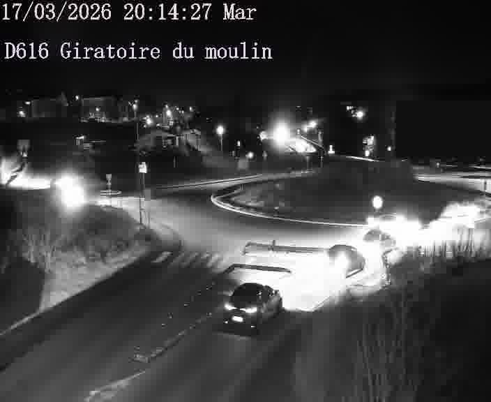 Webcams sur la D616, sur le contournement d'Audun-le-Tiche. Vue orientée vers le rond-point du Moulin, en provenance du Luxembourg