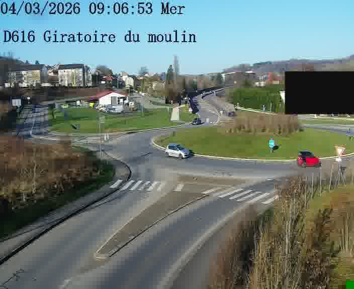 Webcams sur la D616, sur le contournement d'Audun-le-Tiche. Vue orientée vers le rond-point du Moulin, en provenance du Luxembourg