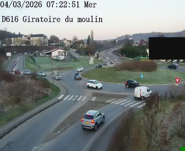 Webcams sur la D616, sur le contournement d'Audun-le-Tiche. Vue orientée vers le rond-point du Moulin, en provenance du Luxembourg