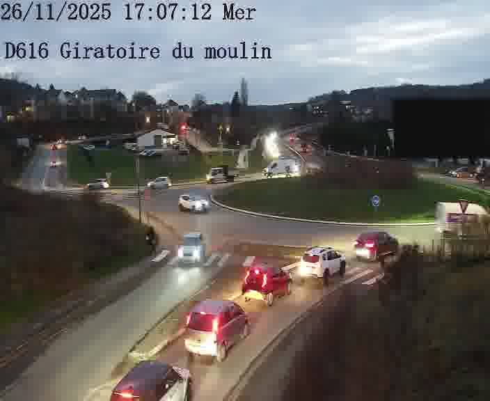<h2>Webcams sur la D616, sur le contournement d'Audun-le-Tiche. Vue orientée vers le rond-point du Moulin, en provenance du Luxembourg</h2>